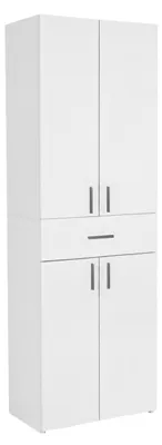 Produktbild von Badschrank Hochschrank Weiß stehend mit Schublade und Regalen 45x27x170 cm