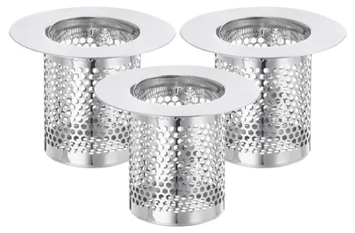 Productafbeelding van Afvoersieb douche, 4 stuks, 50 x 65 mm, vloerafvoerfilter, 304 roestvrij staal, geschikt voor badkuip, badkamer, keuken, gatmaat 38-65 mm