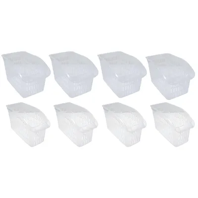 Produktbild von 8er Set Aufbewahrungskorb Transparent Schrankkorb Regal Organizer Aufbewahrungsbox Ordnungskorb Kunststoff