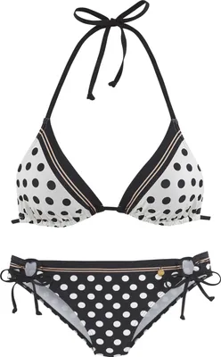 Produktbild von LASCANA Triangel-Bikini schwarz/creme Größe 38 Cup A/B