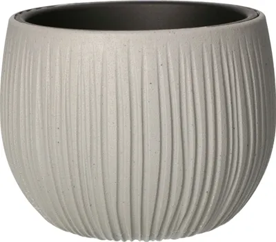 Productafbeelding van KOTARBAU® Bloempot x mm betonimitatie met golfdesign + binnenpot moderne stijl, grijs, zwart, ? 14,4 cm, Modern