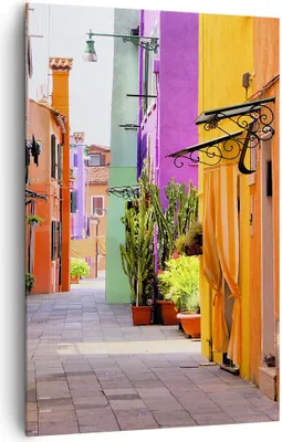 Produktbild von Bild auf Leinwand - Leinwandbild - Einteilig - Sommer Straße Haus - 80x120cm - Wand Bild - Wanddeko - Wandbilder - Leinwanddruck - Wanddekoration - Leinwand bilder - Wandbild - PA80x120-3583