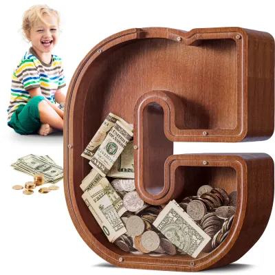 Image de Grande tirelire en bois avec les lettres A et Z, pour les enfants, les filles et les adultes, cadeau, décoration