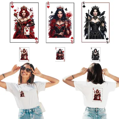 6 Bügelbilder Herzkönig Pik-Dame Motiv-Sticker DIY