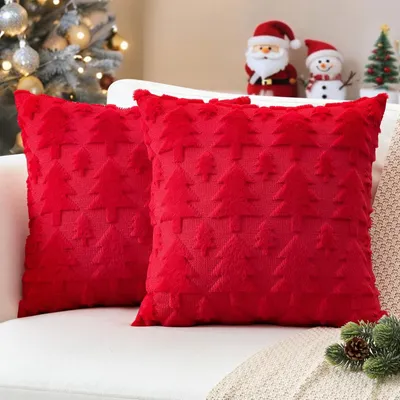 Image de Lot de 2 coussins de Noël de 40x40 cm avec motif sapin de Noël