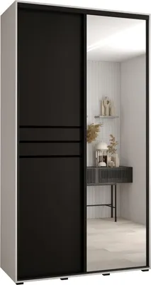 Produktbild von MEBLE KRYSPOL Davos 11 Schrank, zwei Türen - 235,2x140x45 cm - Weiß Schwarz Schwarz