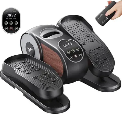 Immagine prodotto di Crosstrainer elettrico da posizionare sotto la scrivania, mini ellittica per uso domestico con display grande curvo e telecomando, 12 livelli di velocità, pedale silenzioso e portatile, ideale per anziani e adulti