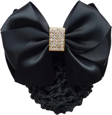 Produktbild von Haarschmuck für Damen: Schleifen-Haarnetz, Dutt-Haarspange und Haarclip in Schwarz