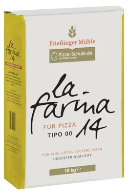 Zdjęcie produktu dla Mąka "La Farina Spezial" firmy Frießinger, specjalna mąka do pizzy, o zawartości 14% białka, opakowanie 10 kg