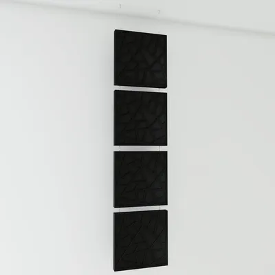 Immagine prodotto di Confezione da 4 — Pannelli acustici decorativi sospesi | 200 x 50 cm | Divisori sospesi | Pannelli fonoassorbenti modulari | SKYROSS | Nero