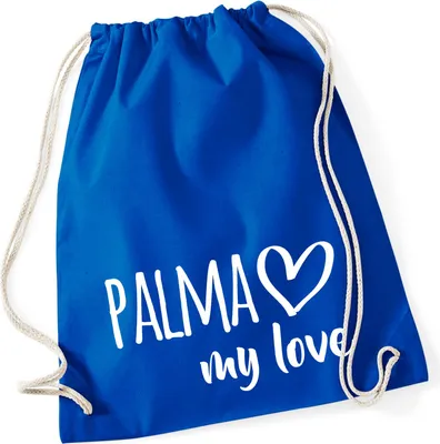 Produktbild von Huuraa Turnbeutel Palma my love 12 Liter Bright Royal Baumwolle Rucksack Geschenkidee