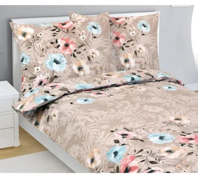 Produktbild von Baumwollbettwäsche - Beige, rosa, blau - 140x200, 70x90