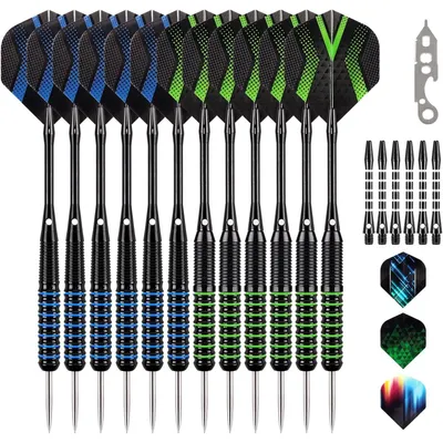 Produktbild von Dartpfeile Dartpfeile Stahlspitze - 20 g und 22 g - 12 Stück - Aluminiumschaft - Dartset für Anfänger und Fortgeschrittene