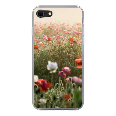 Produktbild von MuchoWow® Handyhülle Schutzhülle Hülle für iPhone SE 2020 Mohn - Farben - Pastell Silikon Softcase Handy Hülle - Kartenbesitzer