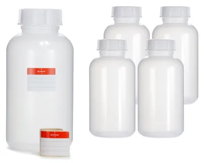 Immagine prodotto di 5 bottiglie a collo largo da 2000 ml con tappo, colore naturale, rotonde, G 65