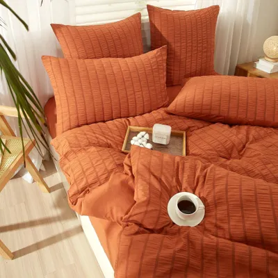 Productafbeelding van Omgoods - Seersucker Bedlinnen Set 220 x 240 cm met Strepen