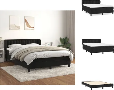 Imagen del producto de vidaXL Base de cama con somier y colchón, color , 140x200 cm, tapizada en terciopelo - Camas y estructuras de cama