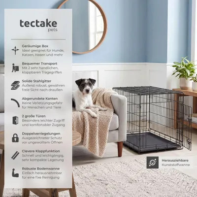 Produktbild von tectake® Hundekäfig-Gitterbox Luna klappbar, mit 2 Tragegriffen abgerundete Ecken