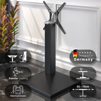 Produktbild von PALMA | Bistro Tischgestell | Schwarz | Fuß: 50 x 50 cm | Säule: 8 x 76 cm | Klappbar | Tischgestell klappbar, Gastro Tischgestell