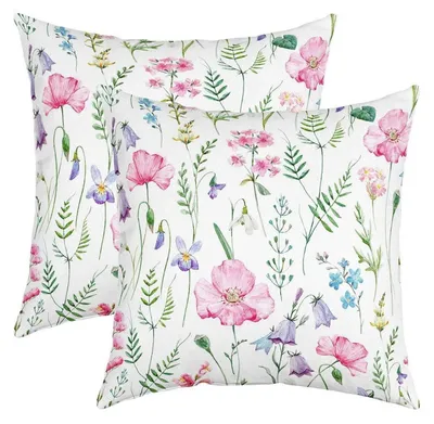 Immagine prodotto di Cuscini decorativi, 40x40 cm, set da 2, motivo botanico acquerellato, multicolore, in poliestere