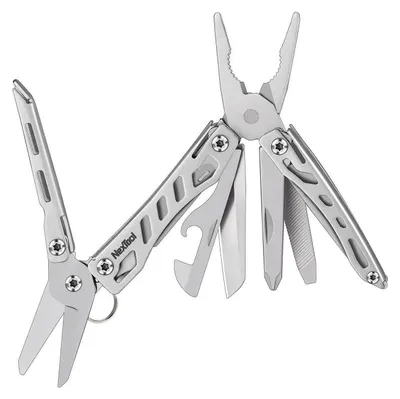 Immagine prodotto di Strumento multifunzione 10-in-1, color argento, con pinza, forbici, cacciavite e apriscatole