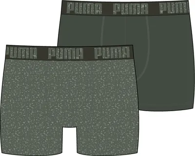 Produktbild von Puma Trunk Herren Boxershorts 2er Pack Baumwolle Stretch, Größe:L, Farbe:GREEN MELANGE