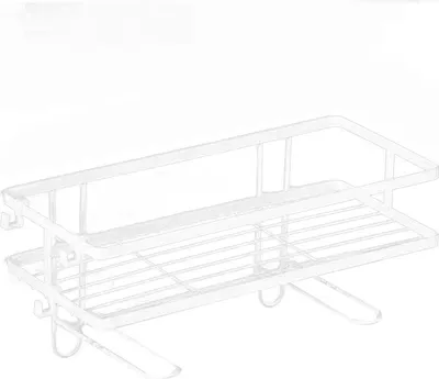Image de Etagère de Toilette Epaississante Etanche à l'Eau Grande Capacité Installation Sans Clous Fer Au-dessus des Toilettes Organisateur de Salle de Bain Simple Couche Blanc
