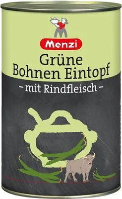 Produktbild von Menzi Grüne Bohnen Eintopf 4200 G  herzhaft mit Räucherspeck Tafelfertig Ohne geschmacksverstärkende Zusatzstoffe Palmölfrei