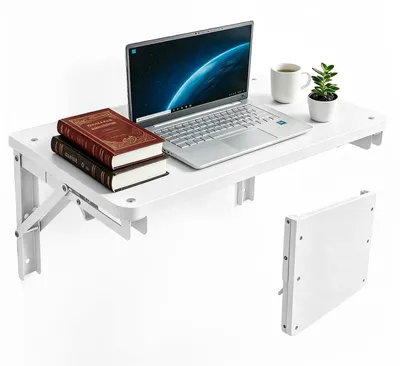 Imagen del producto de Mesa plegable para pared, 55 x 30 cm, color blanco