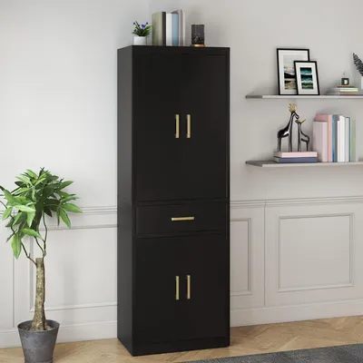 Produktbild von Aktenschrank, Aufbewahrungsschrank mit 3 verstellbaren Einlegeböden, Büro-Aktenschrank mit Schublade, 180 x 60 x 34 cm