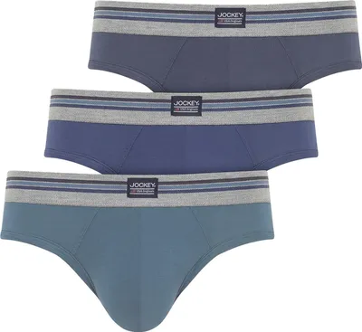 Produktbild von Jockey Herren Slips, 3er Pack - Baumwolle Stretch Brief, Unterwäsche, Logobund Blau M