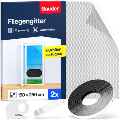 Produktbild von GAUDER Fliegengitter Fenster, Insektenschutz ohne Bohren (2 Stk, 150x250cm)