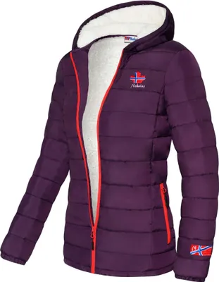 Productafbeelding van Nebulus winterjas met teddyvoering GLOWFUR, dames, warme outdoorjas, praktische en veelzijdige tussen- en winterjas, model P4839, dames, auberginekleurig, maat M/38