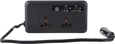 Productafbeelding van 200W DC naar AC omvormer voor auto, 12V, met USB Type C snellaadpoort en adapter/converter, met 2 universele stopcontacten voor telefoon en tablet
