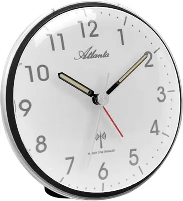 Produktbild von Atlanta 1828/7 Wecker Funk Funkwecker schwarz Licht Snooze leise ohne Ticken