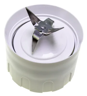 A close-up view of a blender blade assembly.
