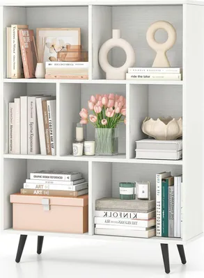 Produktbild von Bücherregal - Würfelregal - Freistehend - 3 Ebenen - 107 cm hoch - Holz - Fächer - Montage erforderlich - Weiß