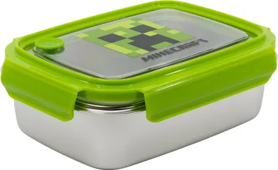 Produktbild von Minecraft Brotdose Edelstahl 670 ml BPA-frei mit Silikondichtung und Edelstahl-Verschlussclips