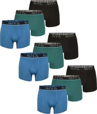 Produktbild von Phil & Co. Berlin Herren Retro Boxer 9-Pack Jersey Core - BlackGreenBlue - Größe M