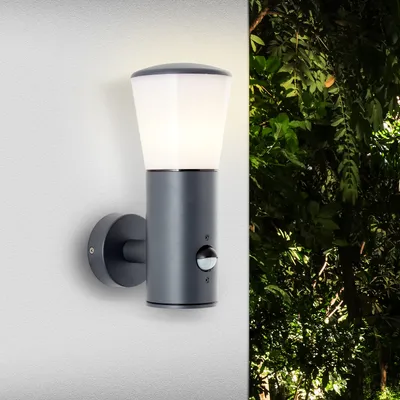 Produktbild von BRILLIANT moderne Außenwandleuchte CLIFFI | Wandlampe mit Bewegungsmelder und E27 Fassung max. 28 Watt in anthrazit | Aluminium/Kunststoff