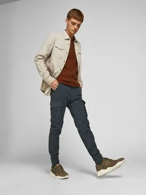 Produktbild von Jack & Jones 12194131, Fracht, Erwachsener, Grau, Baumwolle, Elasthan, Nicht bleichen, Feinwäsche (30°C)