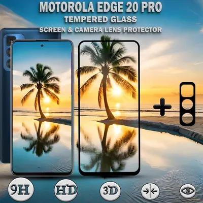 Produktbild von 1-Pack Motorola EDGE 20 Pro Displayschutzfolie & 1-Pack Kameraschutz - Gehärtetes Glas 9H - Super Qualität 3D
