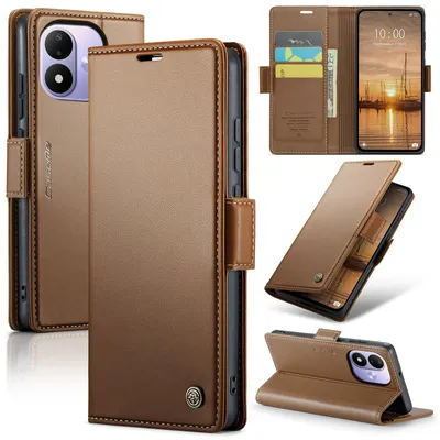 Produktbild von Lederhülle für Xiaomi Redmi Note 17 4G/5G Brieftasche Kartenfach Schutzhülle mit Standfunktion Braun
