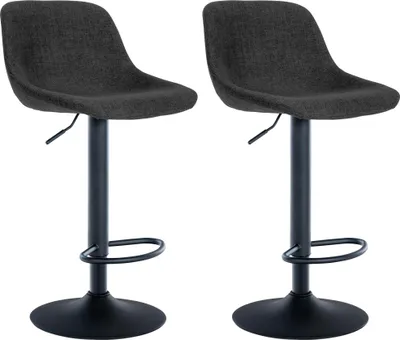 Produktbild von CLP 2er Set Barhocker Loft mit Rückenlehne und 360 drehbar | Farbe schwarz Material Stoff