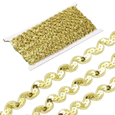 Paillettentrim 15 m, 1 cm, Gold, für Basteln & Nähen