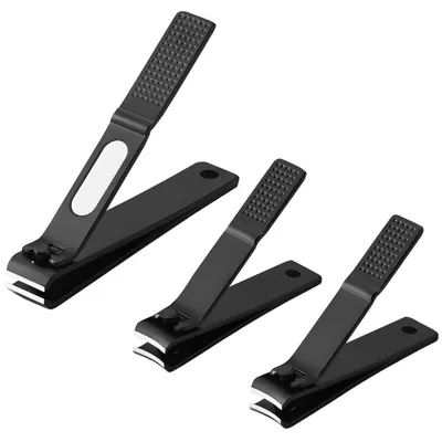 Immagine prodotto di Set di 3 forbici per tagliare le unghie, in acciaio inossidabile, colore nero, con lame dritte e curve