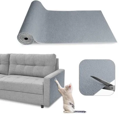 Image de Tapis anti-griffures autocollant pour chat, 40 x 200 cm, gris, pour banc et mur