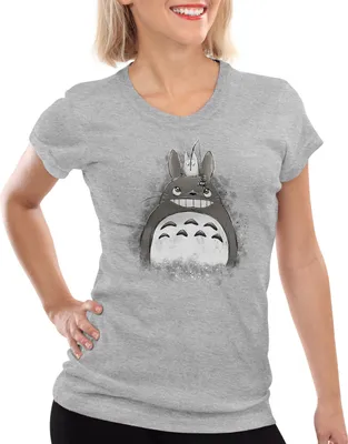 Produktbild von style3 Totoro Duo Damen T-Shirt neko mein nachbar anime tonari no, Farbe:Grau meliert, Größe:XL