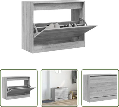 Produktbild von The Living Store Schuhschrank Grau Sonoma 80x34x63 cm Holzwerkstoff