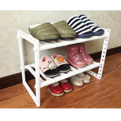 Produktbild von Schuhregal mit 2 Ebenen Schuhständer Schuhablage multifunktionales Aufbewahrungsregal 38x26x(38-70)cm Weiß